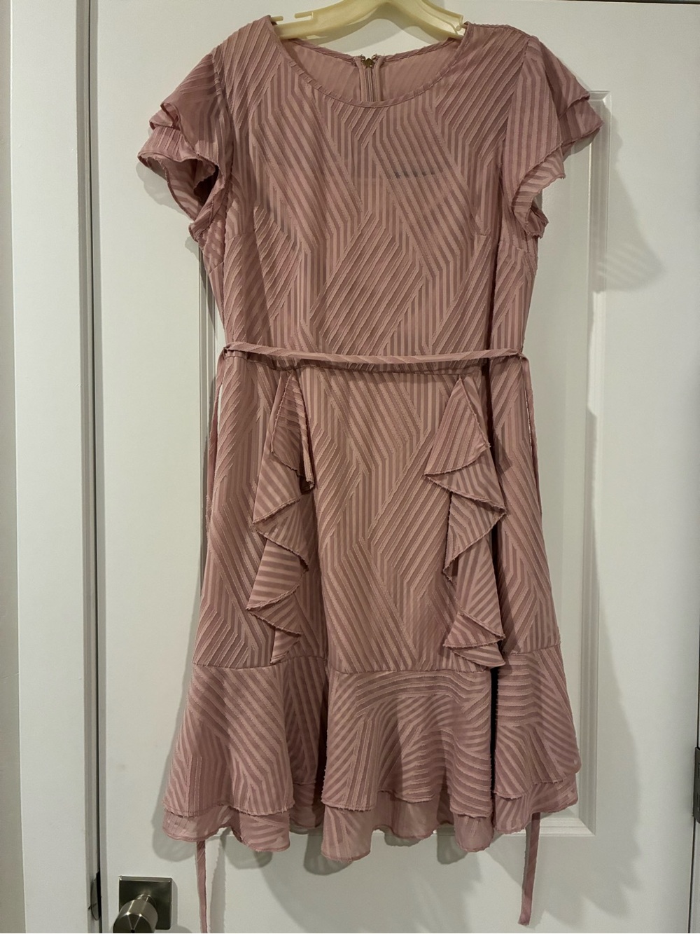 Karl Lagerfeld Dusty Pink Ruffle Fit-and-Flare Dress